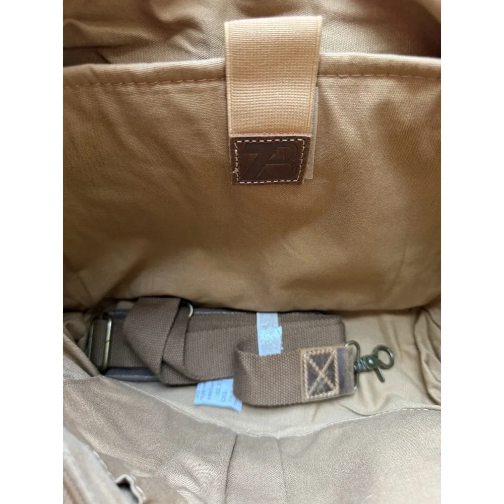 ZB Messenger Bag Canvas- Leather- Waterproof- Adjustable Strap Brown